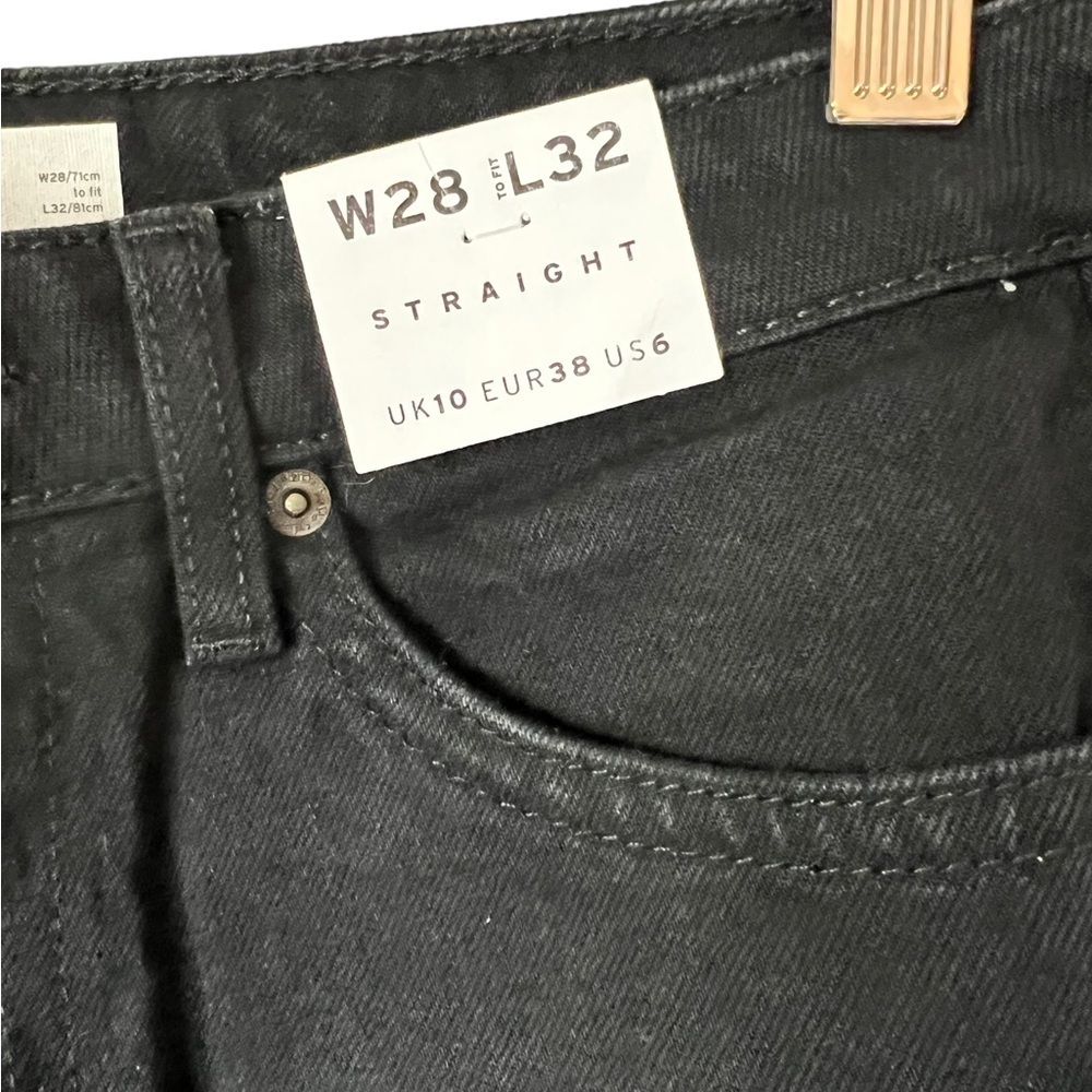 NWT Topshop Black Straight Leg High Waist Jeans - Picture 3 of 6